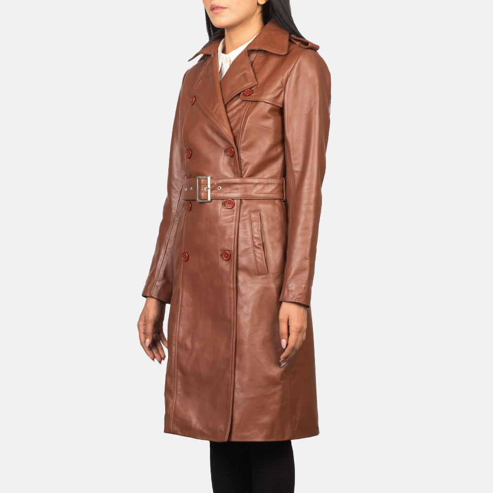 
Black Cowhide leather Coat - 美しい肩のラインと裾の仕立てが際立つ背面ビュー