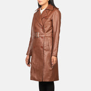 
Black Cowhide leather Coat - 美しい肩のラインと裾の仕立てが際立つ背面ビュー