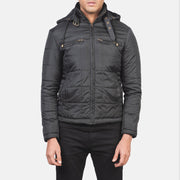 
クローズアップ詳細 of High neck with Belt & Zipper Hardware on Alps Quilted Black Windbreaker Jacket