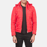 Alps Quilted Red Windbreaker Jacket in Red Nylon - 正面スタイル＆テーラードシルエット | 公式オンライン通販