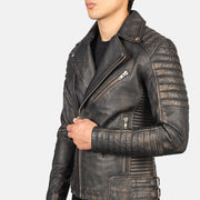 Armand グリーン レザーライダースジャケット メンズ – alternate product view 5