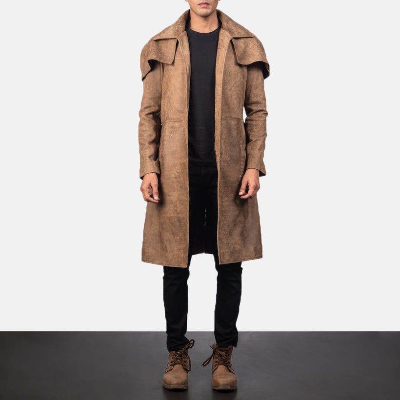 Army ブラウン Leather Duster メンズ