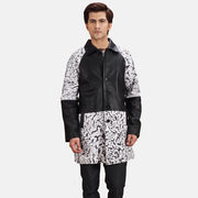 Men's Artistry ブラック Dye レザーコート メンズ in Black &amp; White Sheepskin Dip &amp;Amp; Dye - Front Profile View &amp; Tailored Silhouette | Buy Online