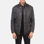 Men's Barry キルティング ブラック Windbreaker レザージャケット メンズ in Black Polyester - Front Profile View &amp; Tailored Silhouette | Buy Online
