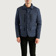 Men's Bo Quilt Windbreaker レザージャケット メンズ - Lateral Side Profile View Showing Sleeve Cut &amp; Athletic Taper Fit