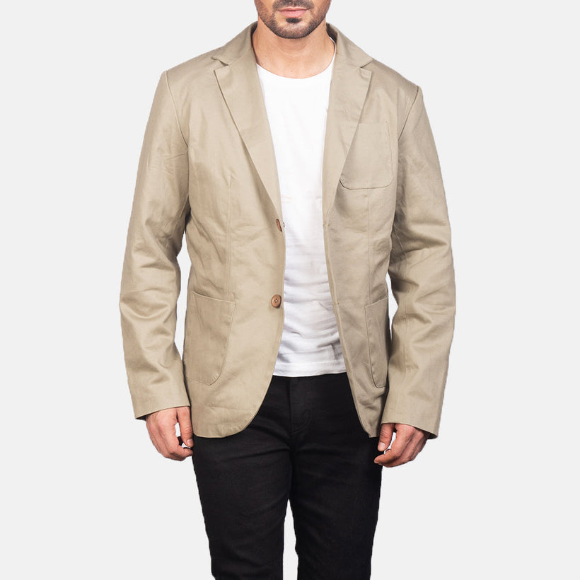 Borges Beige レザーテーラードブレザー メンズ