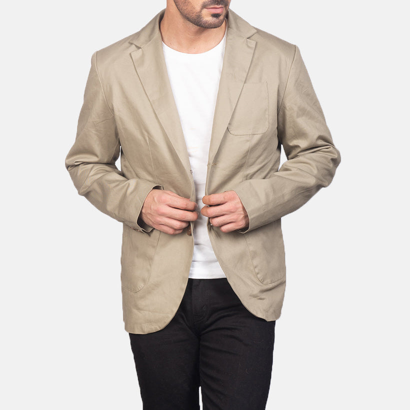 Borges Beige レザーテーラードブレザー メンズ