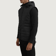 
Black Full-Grain leather Vest - 美しい肩のラインと裾の仕立てが際立つ背面ビュー