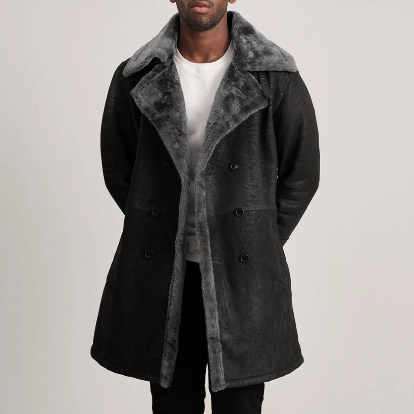 Charles レザーコート ブラウン Shearling レザーコート メンズ