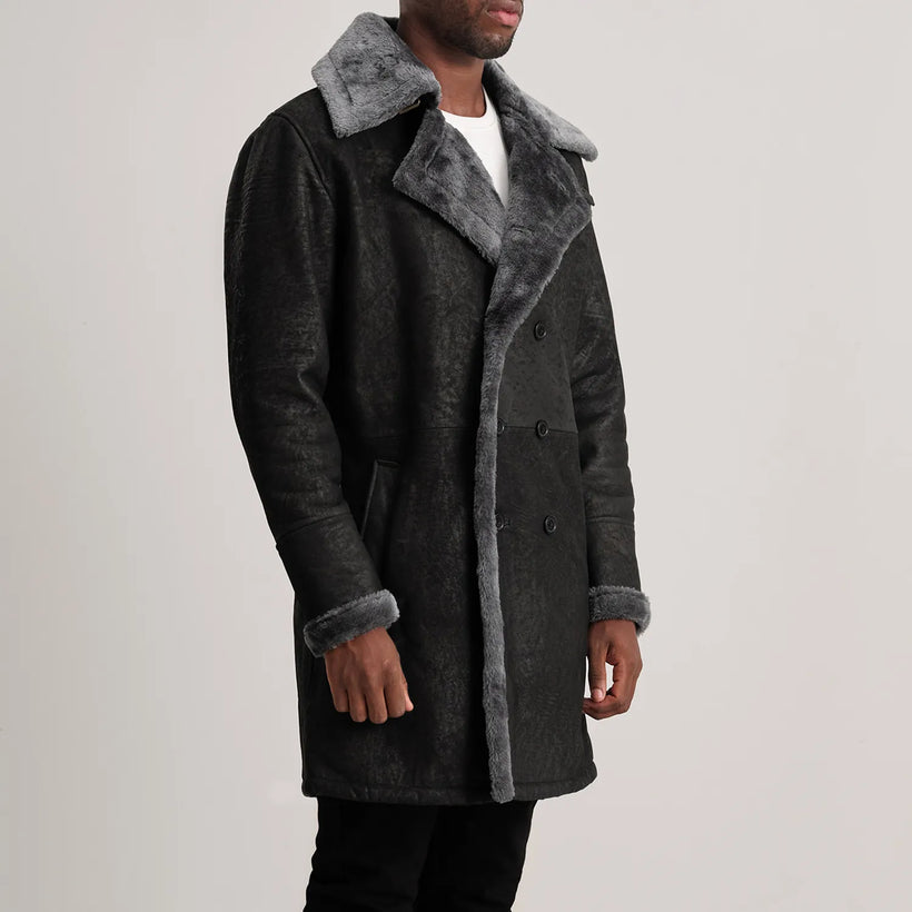 Charles レザーコート ブラウン Shearling レザーコート メンズ