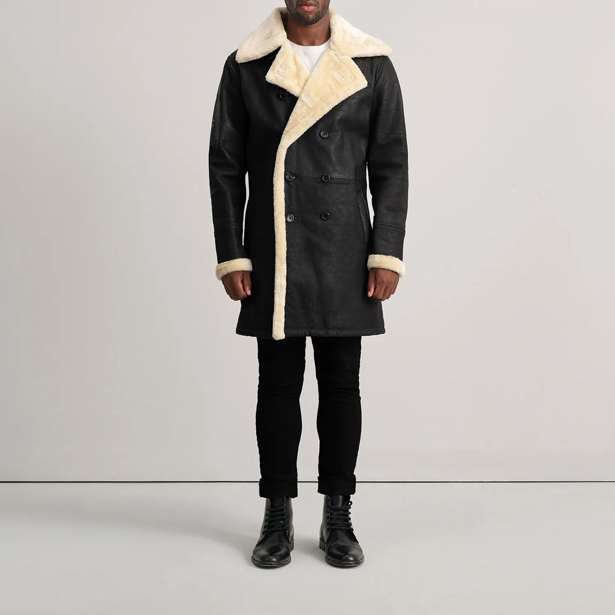 Charles レザーコート ブラウン Shearling レザーコート メンズ – alternate product view 3