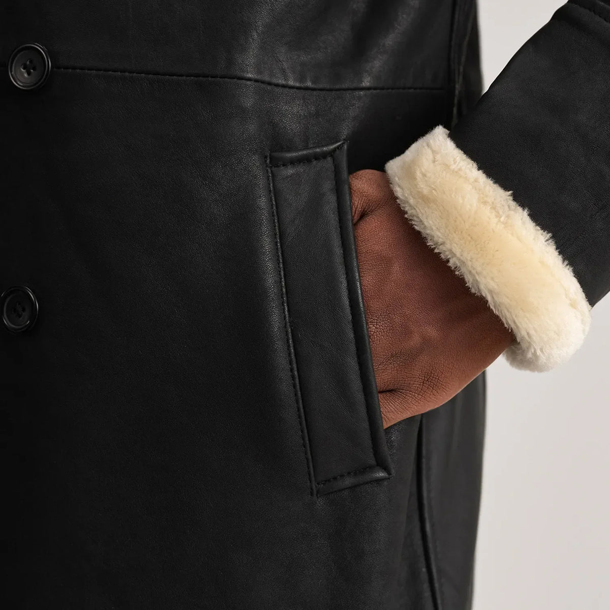 Charles レザーコート ブラウン Shearling レザーコート メンズ – alternate product view 6
