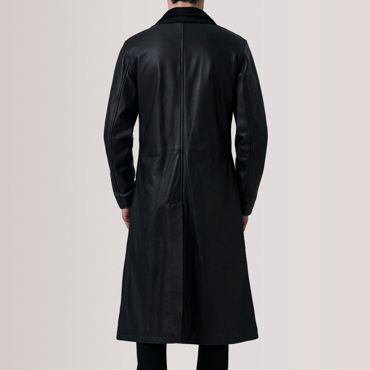 
クローズアップ詳細 of Notch & Button Hardware on Charlton ブラック Leather Single Breasted レザーコート メンズ For Men
