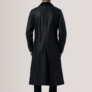 
クローズアップ詳細 of Notch & Button Hardware on Charlton ブラック Leather Single Breasted レザーコート メンズ For Men