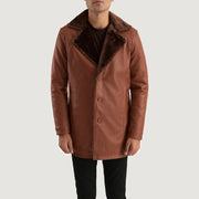 
シナモン ブラウン Leather Fur レザーコート メンズ in Brown Sheepskin Burnishing - 正面スタイル＆テーラードシルエット | 公式オンライン通販