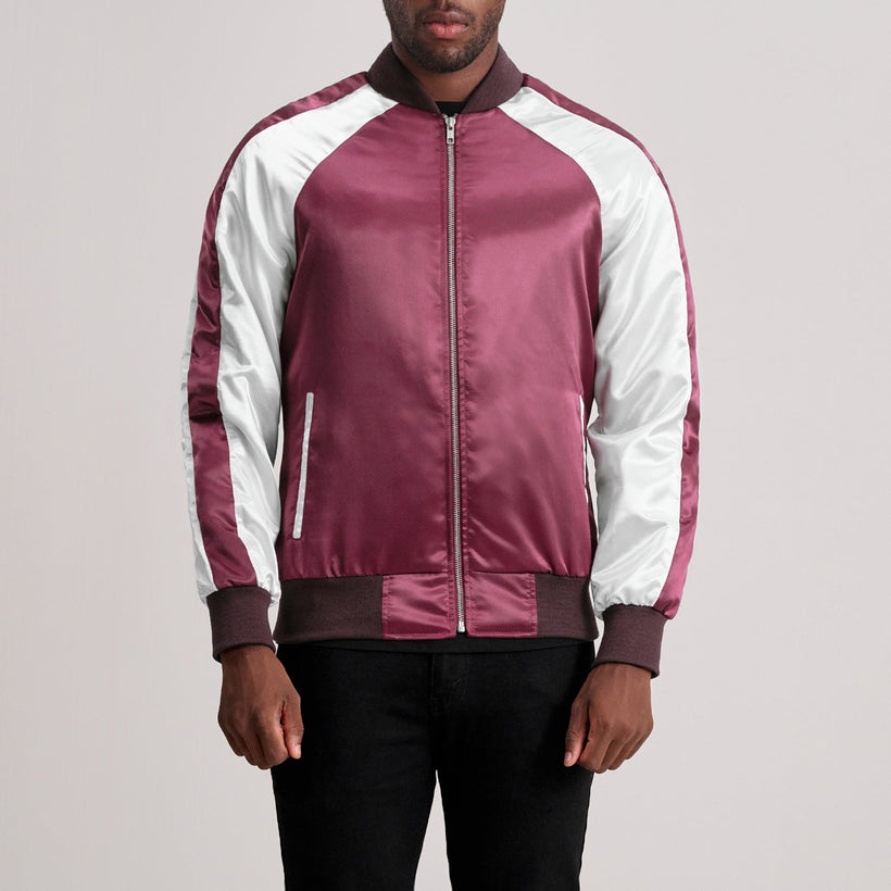 Clarke マルーン Varsity レザージャケット メンズ