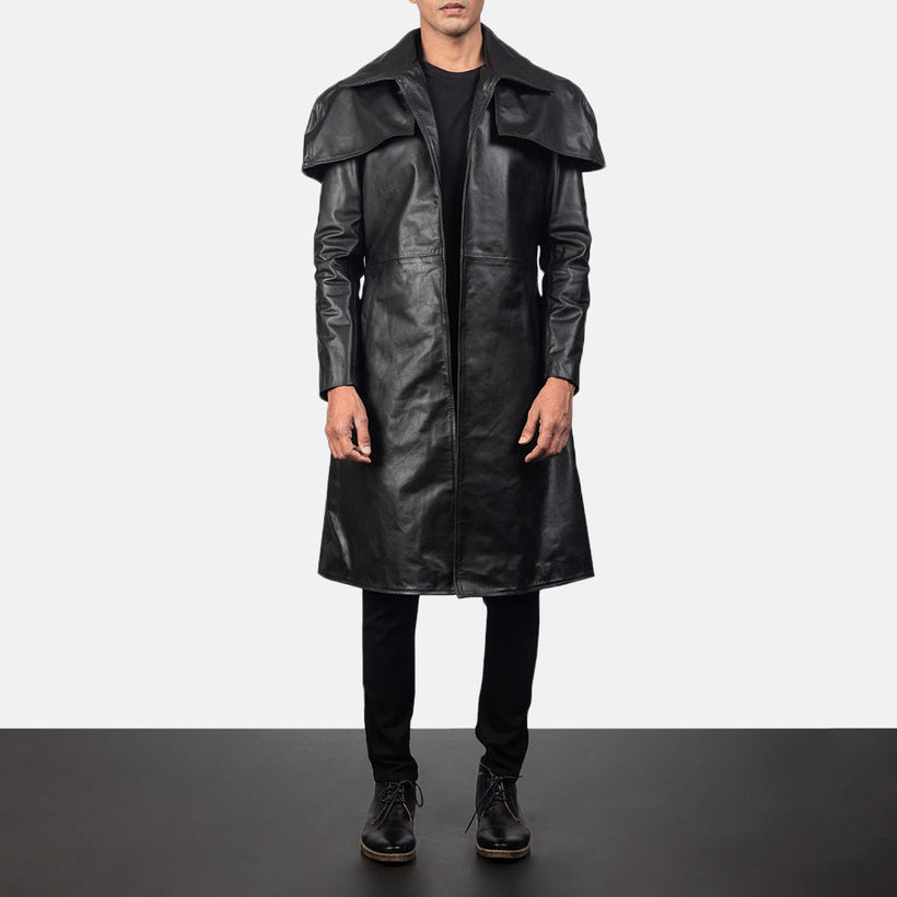 Classic ブラック Leather Duster メンズ