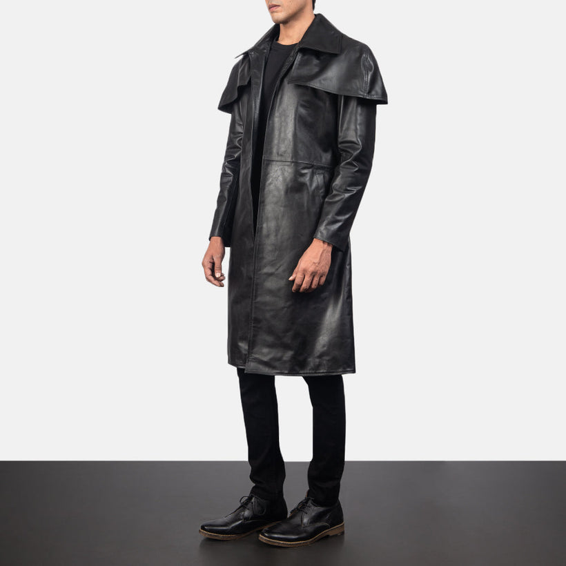 Classic ブラック Leather Duster メンズ