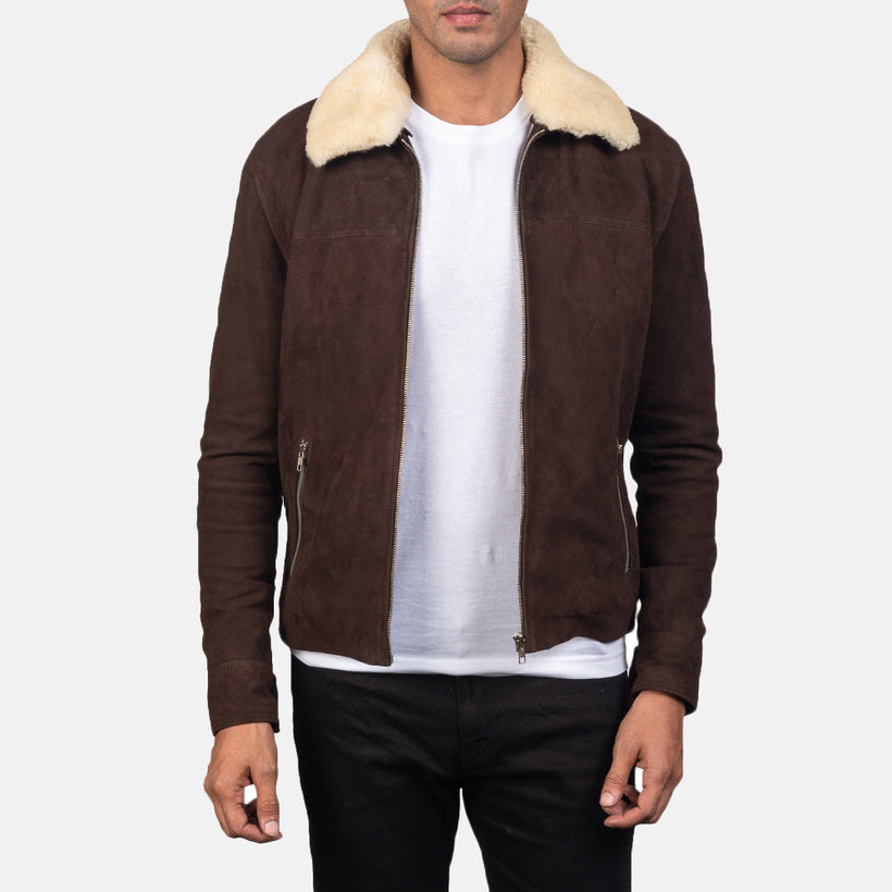Coffner ブラウン Shearling Fur レザージャケット メンズ