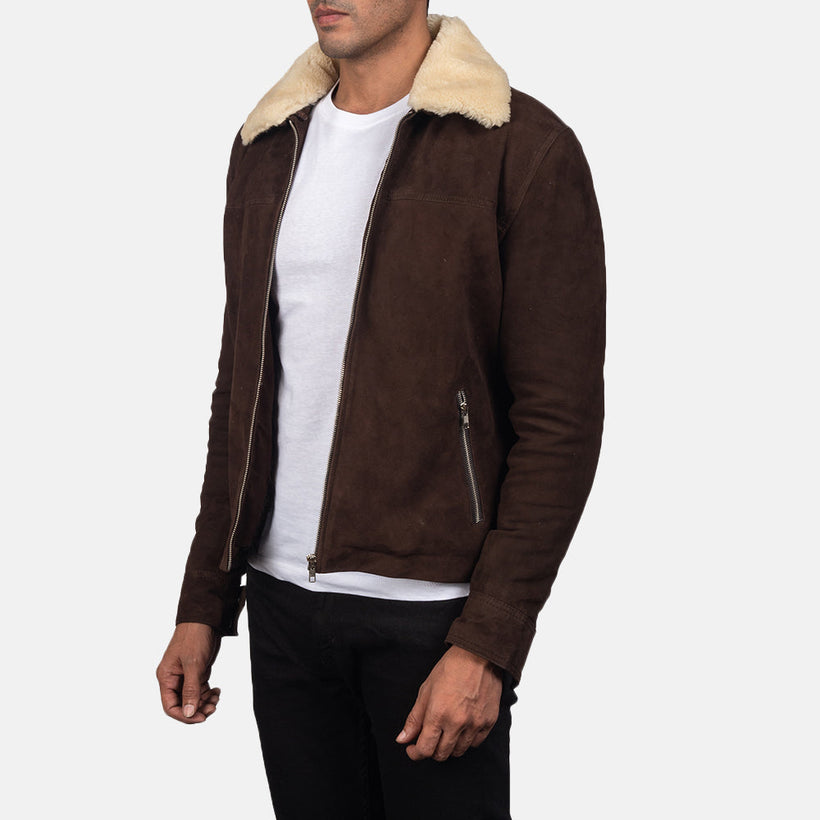 Coffner ブラウン Shearling Fur レザージャケット メンズ