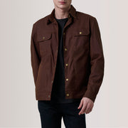 
Colberto ブラウン Waxed Canvas Trucker レザージャケット メンズ For Men in Brown Waxed Cotton Canvas - 正面スタイル＆テーラードシルエット | 公式オンライン通販