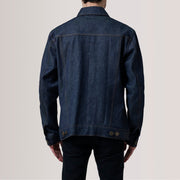 
クローズアップ詳細 of Classic Collar & Heavy-Duty Zipper Hardware on Conard Ash Grey Denim Trucker Jacket For Men