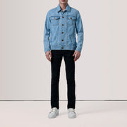 
Light Blue Full-Grain leather Jacket - 美しい肩のラインと裾の仕立てが際立つ背面ビュー
