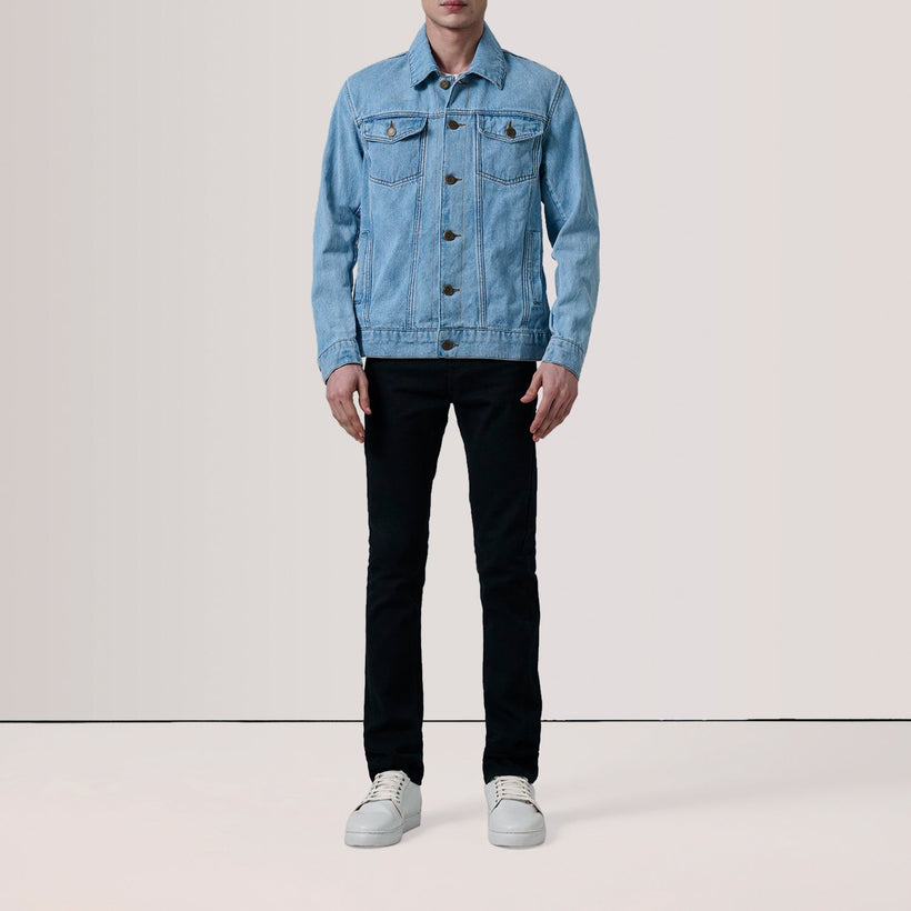 Conard Light ブルー Denim Trucker レザージャケット メンズ