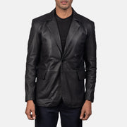 
Daron ブラック レザーテーラードブレザー メンズ in Black Sheepskin Leather - 正面スタイル＆テーラードシルエット | 公式オンライン通販