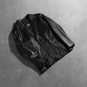 
Open Hem & Hem Craftsmanship Construction Detail on Daron ブラック レザーテーラードブレザー メンズ