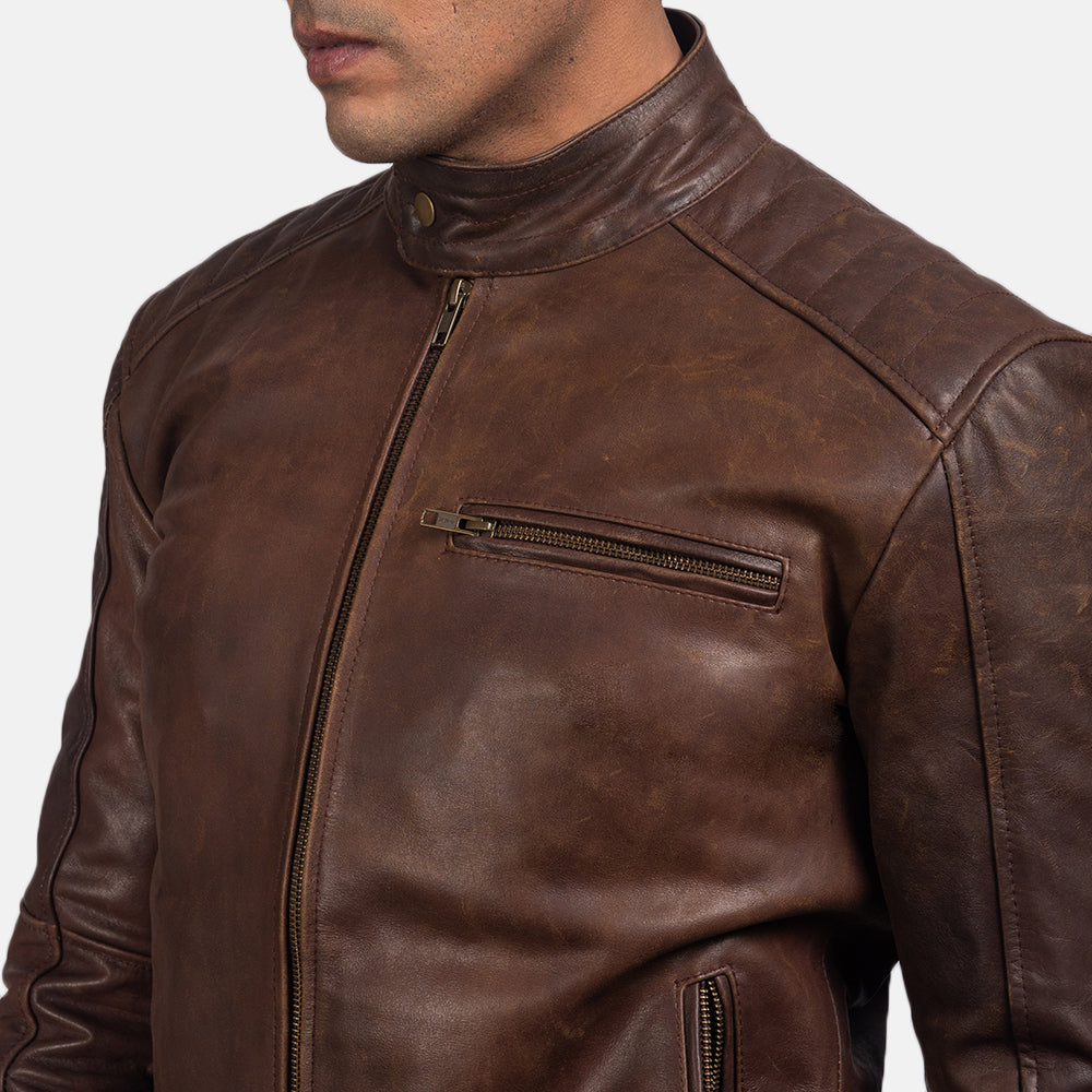 Dean ブラック レザーライダースジャケット メンズ – alternate product view 6