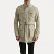 Dolf Off-White スエードジャケット メンズ in Off-White Cowhide Suede - Front Profile View &amp; Tailored Silhouette | Buy Online