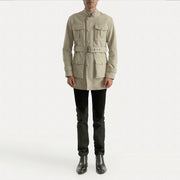 Dolf Off-White スエードジャケット メンズ - Lateral Side Profile View Showing Sleeve Cut &amp; Athletic Taper Fit