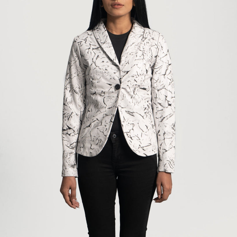 Donna Blake White レザーテーラードブレザー レディース