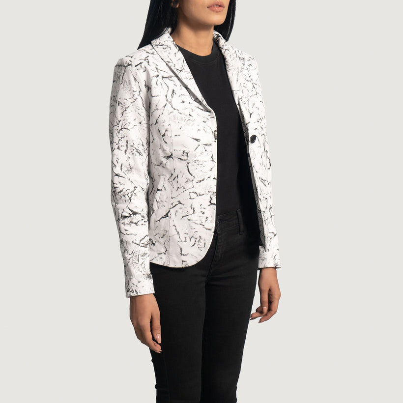 Donna Blake White レザーテーラードブレザー レディース