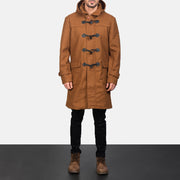 
クローズアップ詳細 of Shirt with Removable Hood & Toggle Buttons with Placket & Zipper Hardware on Drake Khaki Wool Duffle Coat