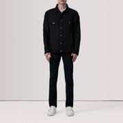 Black Full-Grain leather Jacket - Back View Showing Tailored Shoulder Fit &amp; Clean Hemline