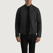 Elliot ブラック Lightweight レザージャケット メンズ in Black Full-Grain Leather - Front Profile View &amp; Tailored Silhouette | Buy Online