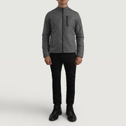 Elliot Grey Lightweight レザージャケット メンズ - Lateral Side Profile View Showing Sleeve Cut &amp; Athletic Taper Fit