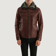 
Evan Hart Fur ブラウン レザージャケット メンズ in Distressed Brown Sheepskin Burnishing - 正面スタイル＆テーラードシルエット | 公式オンライン通販