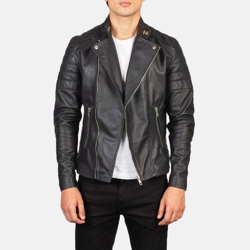 Faisor Mocha レザーライダースジャケット メンズ