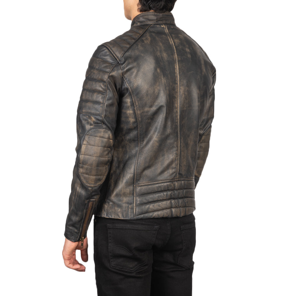 Faisor Mocha レザーライダースジャケット メンズ – alternate product view 5