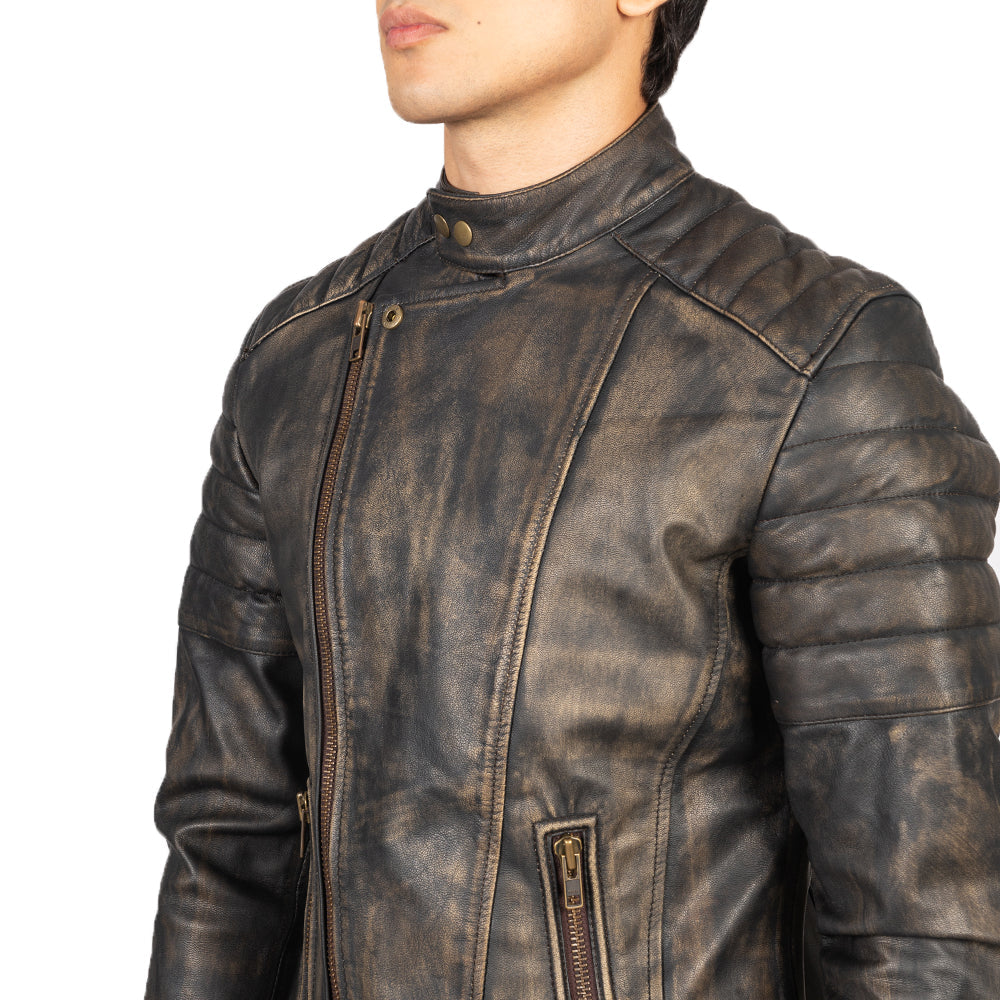 Faisor Mocha レザーライダースジャケット メンズ – alternate product view 6