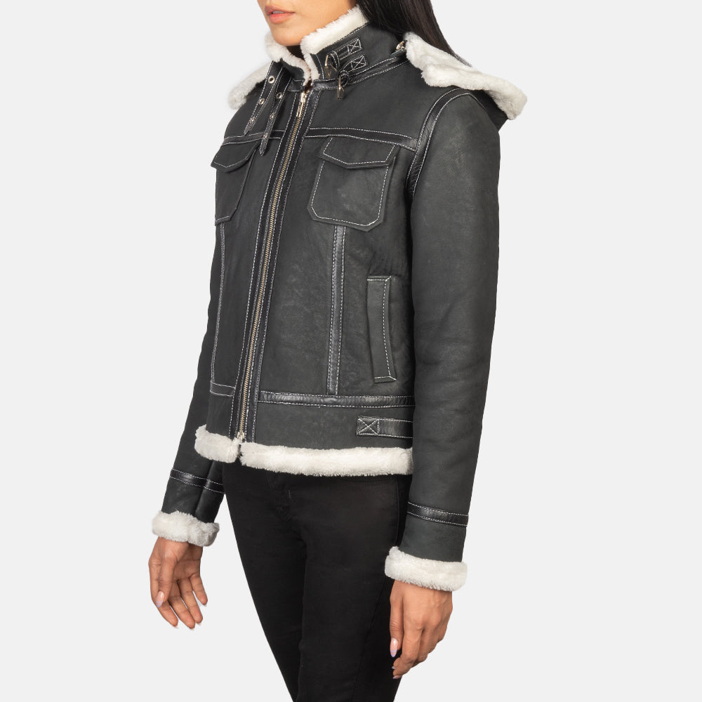 Fiona Hooded ムートンジャケット レディース – alternate product view 2