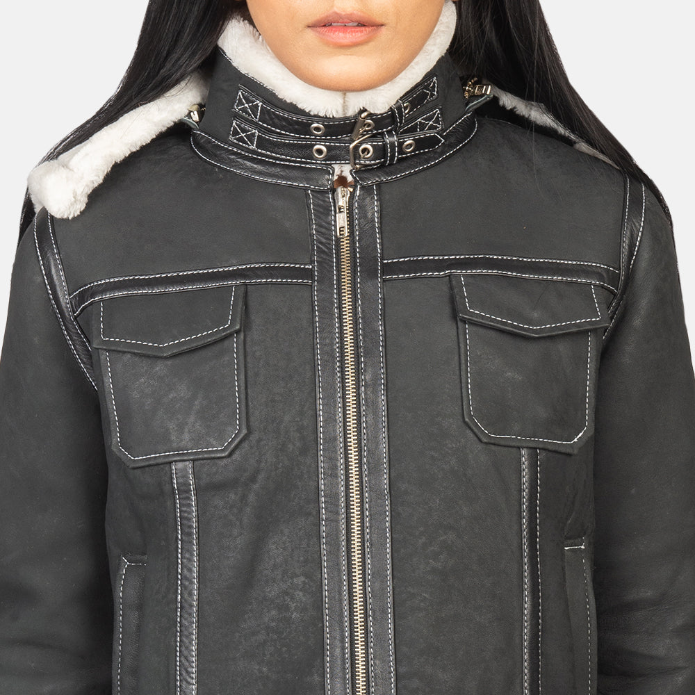Fiona Hooded ムートンジャケット レディース – alternate product view 6