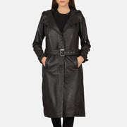 
Fixon Hooded ブラウン レザートレンチコート レディース in Brown Sheepskin Leather - 正面スタイル＆テーラードシルエット | 公式オンライン通販