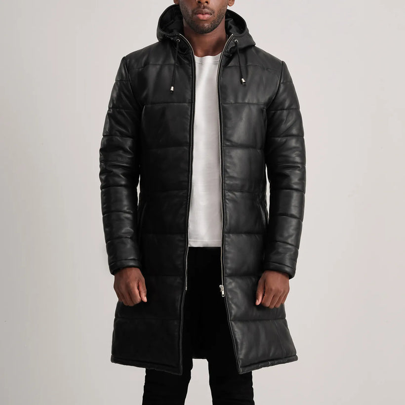 Floyd レザーコート タン Puffer レザージャケット メンズ