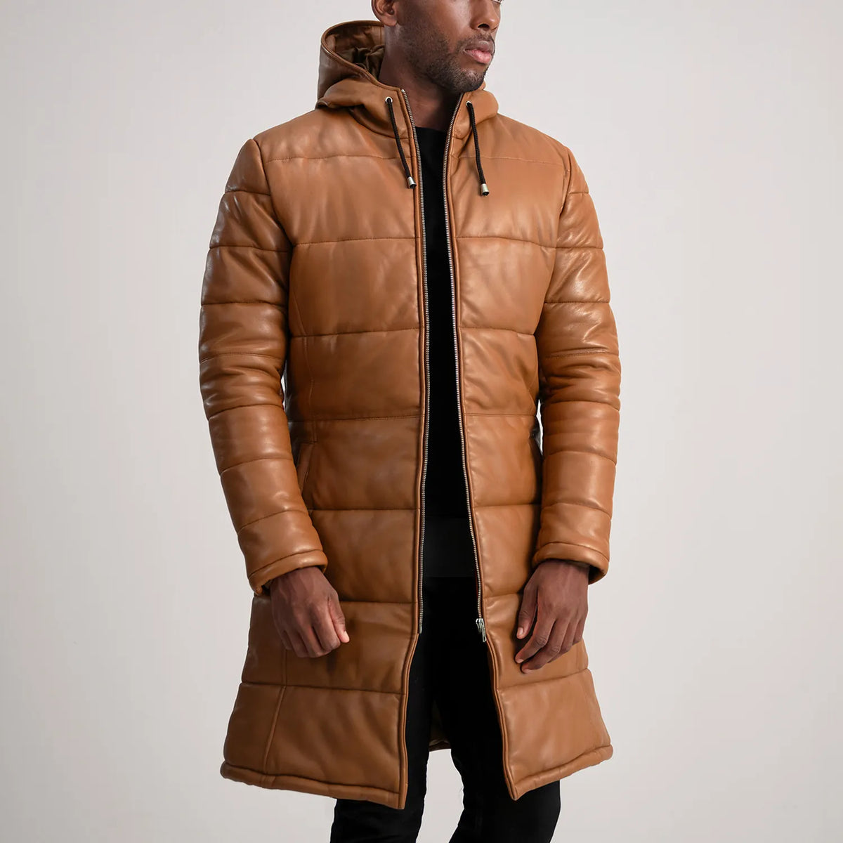 
Floyd レザーコート タン Puffer レザージャケット メンズ – alternate product view 1