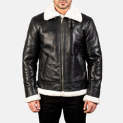 Francis B-3 ブラック レザーボンバージャケット メンズ – alternate product view 4