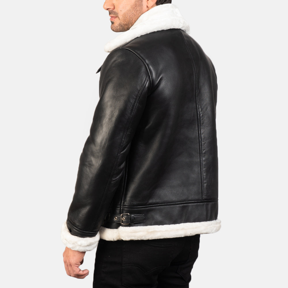 Francis B-3 ブラック レザーボンバージャケット メンズ – alternate product view 5
